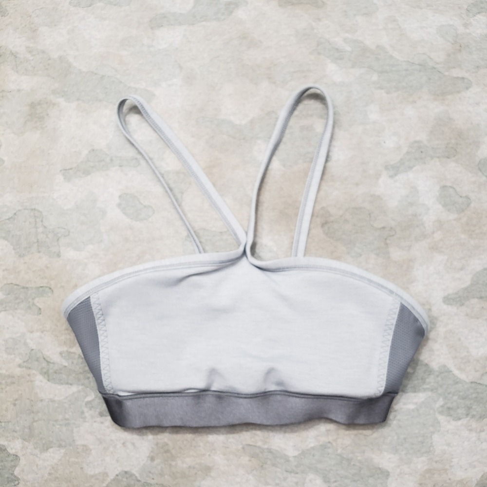 Athleta Sports Bra Womens XS Gray Cross Neck Gym Fitness Yoga Athliesure Running